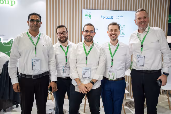 Finan Group team at the Finan Group stand, Gulfood Manufacturing 2025
