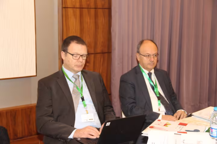 Presenters seated at the speakers’ table during the Dairy Seminar in Amman, 2017