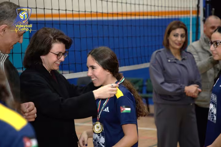 Medal presented to a Wadi Finan Club volleyball player at the 2025 championship
